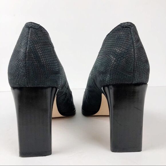 Matt Bernson Python Snake Embossed Pointy Toe Heels Pump Black charcoal 9.5 - Picture 3 of 16